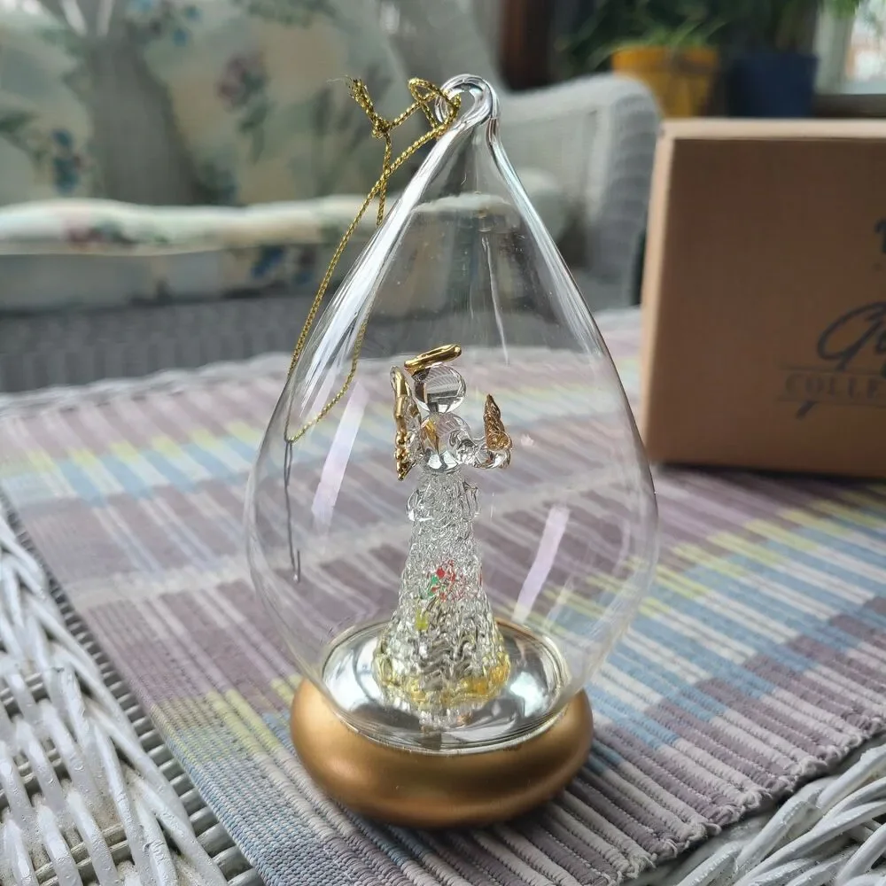 Vintage Avon Gift Collection 1999 Brilliant Spun Glass Angel Ornament Lovely